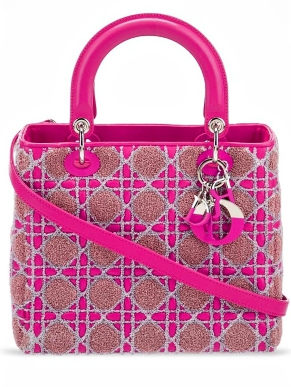 Christian Dior Diorissimo Bag Pink & Silver Geometric Tote
